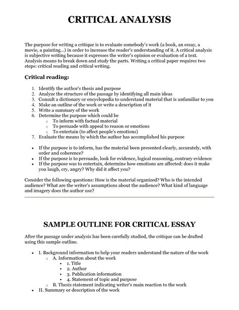 descriptive essay research paper critical analysis