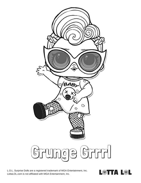 grunge grrrl coloring page lotta lol kids printable coloring pages