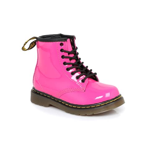 dr martens hot pink brooklee kids leather boots sizes