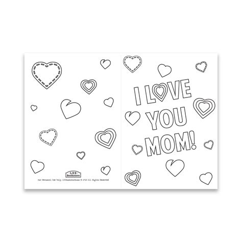 mothers day coloring card hearts printable  lds mothers day
