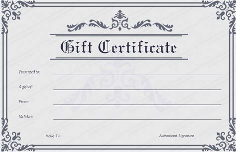 formal frame gift certificate template  gift certificate template