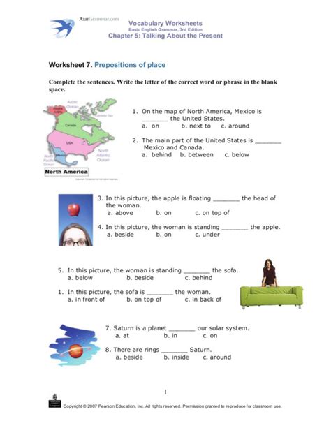 worksheet  prepositions  place worksheet  st  grade