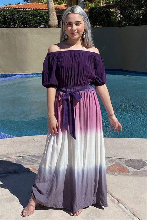 Purple Ombre Off The Shoulder Maxi Dress Boutique Flowy Dresses