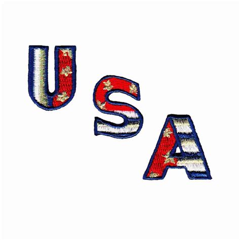 usa patriotic letters iron  patches laughing lizards