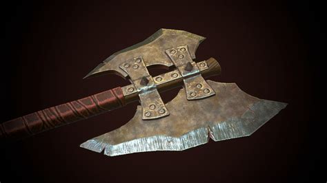 3d model orcish axe vr ar low poly cgtrader