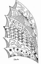 Zentangle Kids Coloring Simple Pages Children sketch template