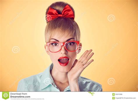 beauty fashion business woman red glasses pinup stock