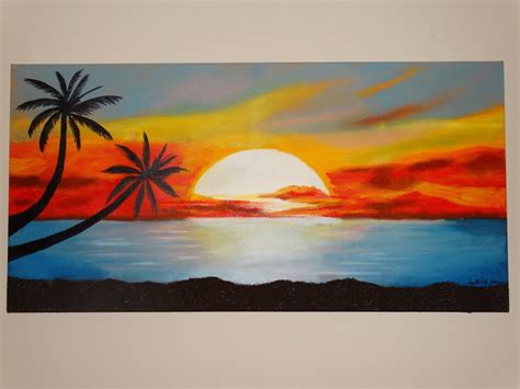 Sunset At The Beach Oil Painting By Luis Munoz