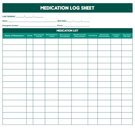 medication log sheet    printables printablee medication