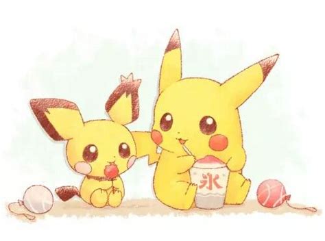 Pichu Pikachu Cute Ice Cream Lollipop Eating Pokemon