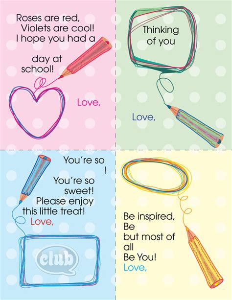 lunch notes printables    customize club chica circle