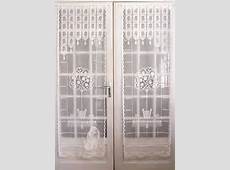 French Door Curtains, Pair White Lace Drapes, Cottage Curtains, Puppy
