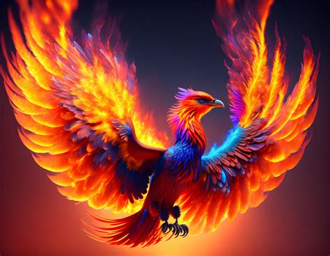 flaming phoenix bird  flight deep dream generator