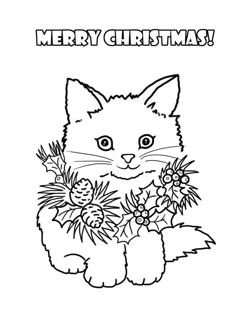 printable christmas cat coloring pages