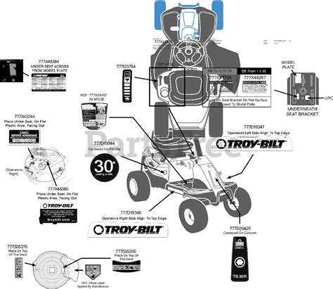 troy bilt tb   ccjd troy bilt rear engine riding mower  label map parts