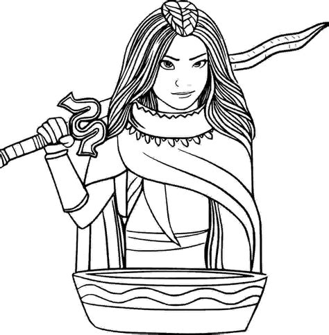 raya holds  sword     pot coloring page  printable