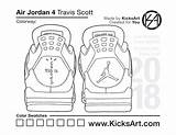 Jordan Air Coloring Travis Scott Pages Sneaker Stencils Additional sketch template