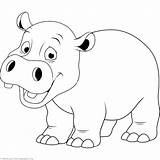 Hippo Hippopotamus Drawing Outline Cute Coloring Cartoon Pages Baby Kids Getdrawings Drawings Printable sketch template