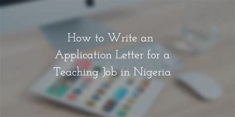 write  application letter  nigeria   teaching job myjobmag