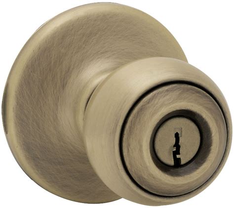 kwikset p  antique brass security series polo single cylinder keyed entry door knobset