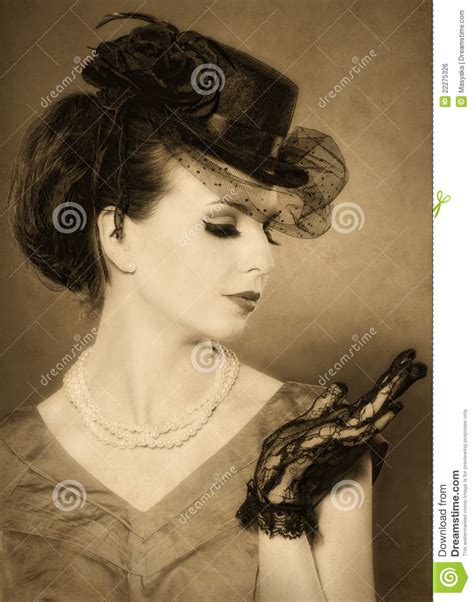 Vintage Styled Portrait Of A Beautiful Women Royalty Free