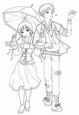 Coloring Anime Couple Pages Cute Couples Boys Boy Print Girl Printable Colouring Color Chibi Child Girls Cartoon Template Book Coloringtop sketch template