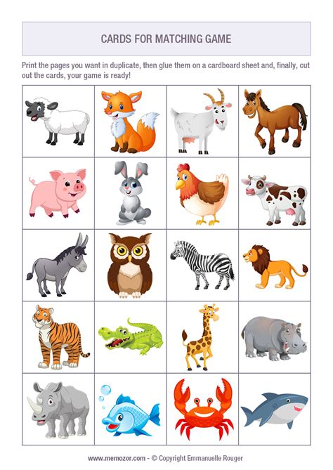 printable animal cards