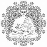 Buddha Coloring Bouddha Meditating Messo Meditando Amulets Mascots Seated Méditant Assis Vectors Bouddhiste Virgo Esoteric sketch template