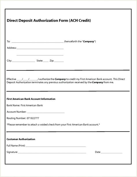 sample  adp employee direct deposit form authorization template ach