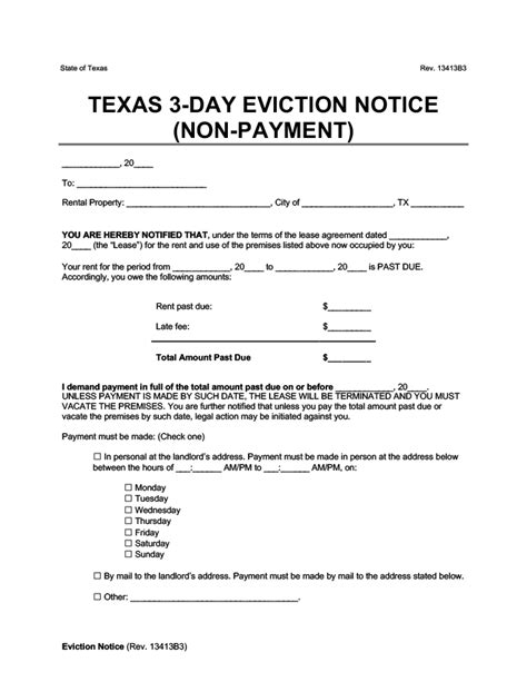 printable texas eviction notice template printable templates