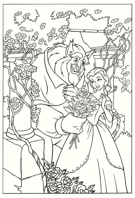 high resolution beauty   beast coloring page