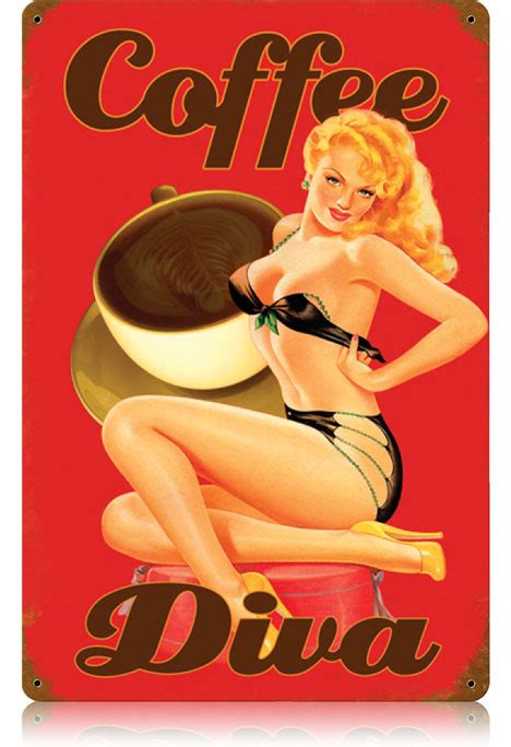 coffee diva vintage metal sign