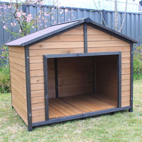 pawhut  large wooden cabin style elevated outdoor dog house  porch ubicaciondepersonas