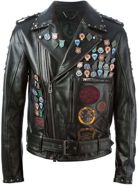 belstaff pin and patch biker jacket in black for men lyst