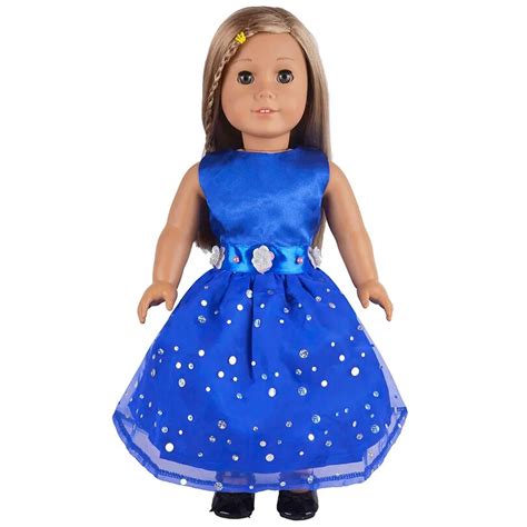 Blue Party Princess Dress Doll Clothes For 18 American Girl Handmade