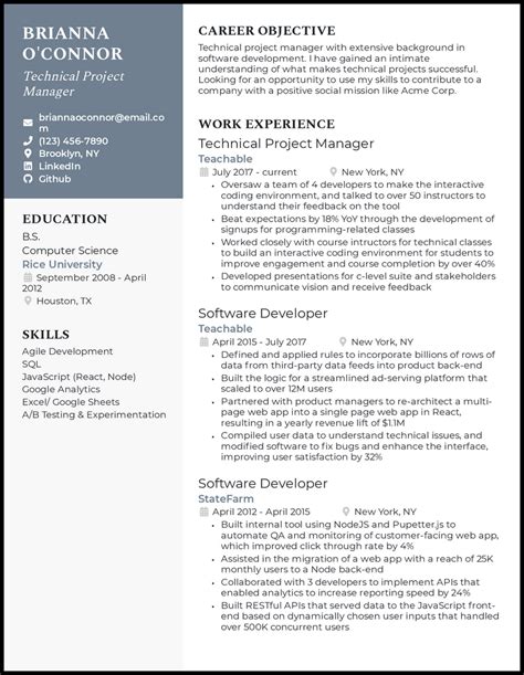 resume sample  construction project manager