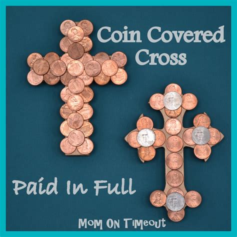 coin covered cross paid  full easter craft mom  timeout