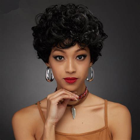 jet black handsome short fluffy curly pixie cut real natural hair wig rosegalcom