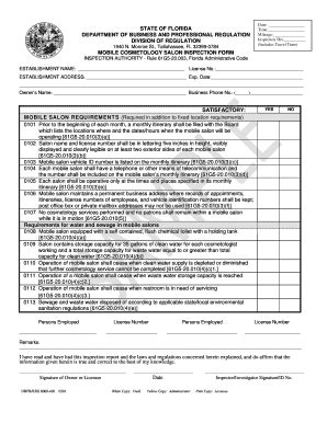 fillable  mobile cosmetology inspection form sampledoc fax email