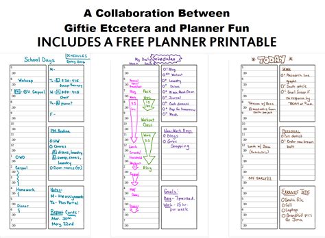 learn  ways     planner printable schedule giftie