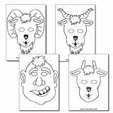 Billy Gruff Goats Goat Masks Sheets Puppets Troll Primarytreasurechest Treasure Pgy sketch template