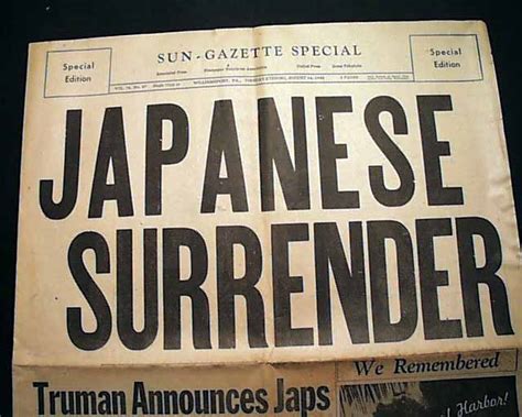 fantastic headline japanese surrender rarenewspaperscom