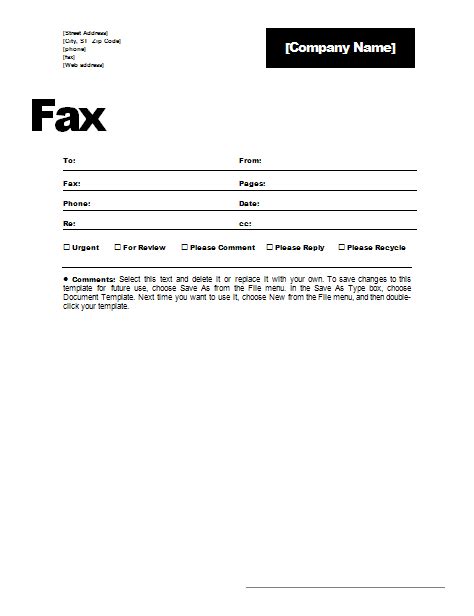 templates fax cover letter template