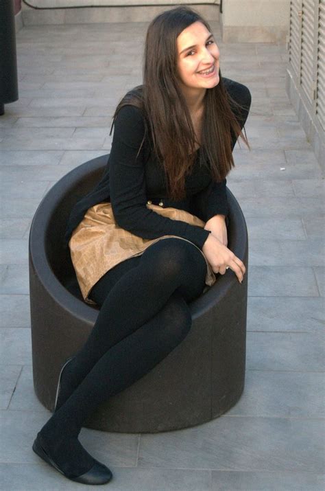 Cute Girl In Black Opaque Tights Black Opaque Tights Pantyhose