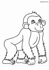 Affe Zootiere Affen Ausmalbild Malvorlage Lachender Ausmalen Gorilla Schimpanse Happycolorz Pinnwand sketch template
