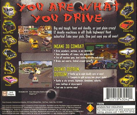 twisted metal 1995 playstation box cover art mobygames