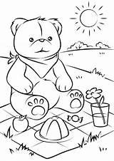Teddy Picnic Bear Coloring Bears Pages Baby Kids Drawing Printable Scene Summer Easy Children Color Sheets Print Preschool Games Crafts sketch template