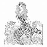 Sirena Mandalas Goldfish Stampare Sirenas Zentangle Adults sketch template
