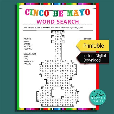 cinco de mayo word search printable cinco de mayo game word etsy espana
