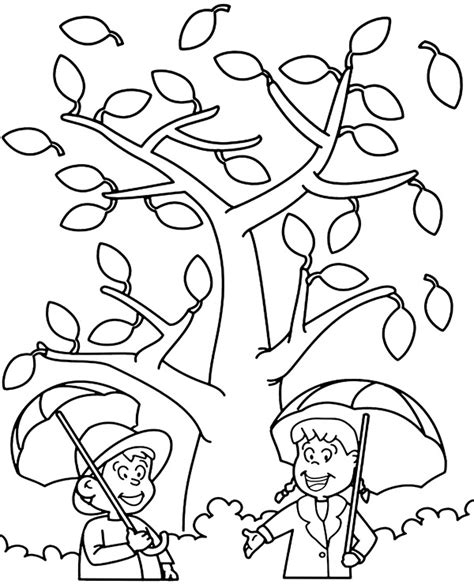 autumn easy coloring page  children